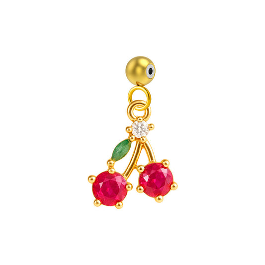 CHARM de Cobre Chapado Oro 14K con Circonita-con Bola de Goma