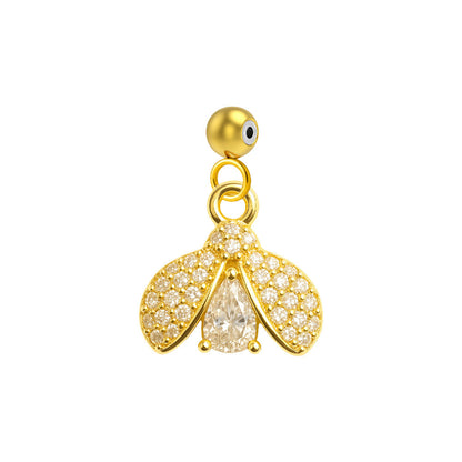 CHARM de Cobre Chapado Oro 14K con Circonita-con Bola de Goma
