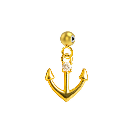 CHARM de Cobre Chapado Oro 14K con Circonita-con Bola de Goma