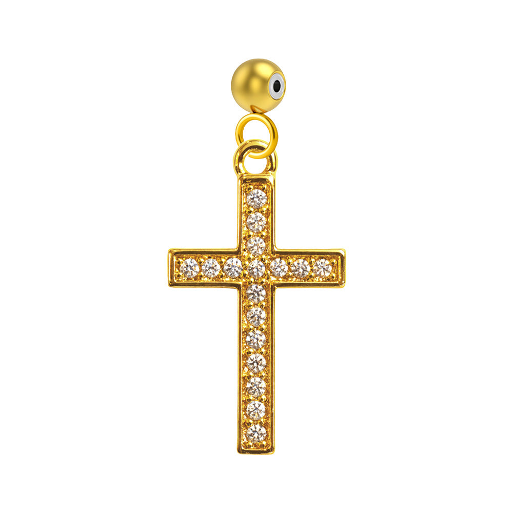 CHARM de Cobre Chapado Oro 14K con Circonita-con Bola de Goma