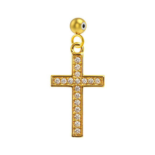 CHARM de Cobre Chapado Oro 14K con Circonita-con Bola de Goma