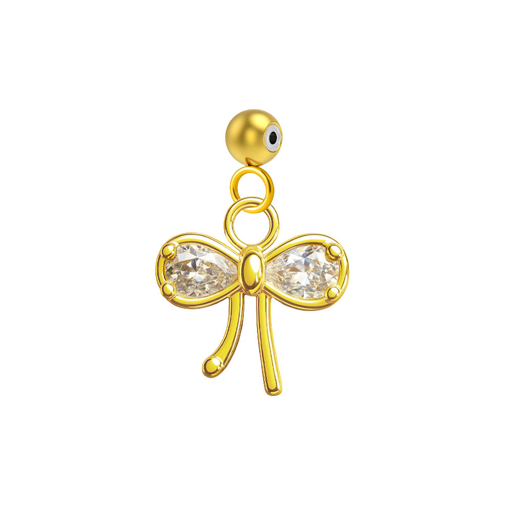 CHARM de Cobre Chapado Oro 14K con Circonita-con Bola de Goma