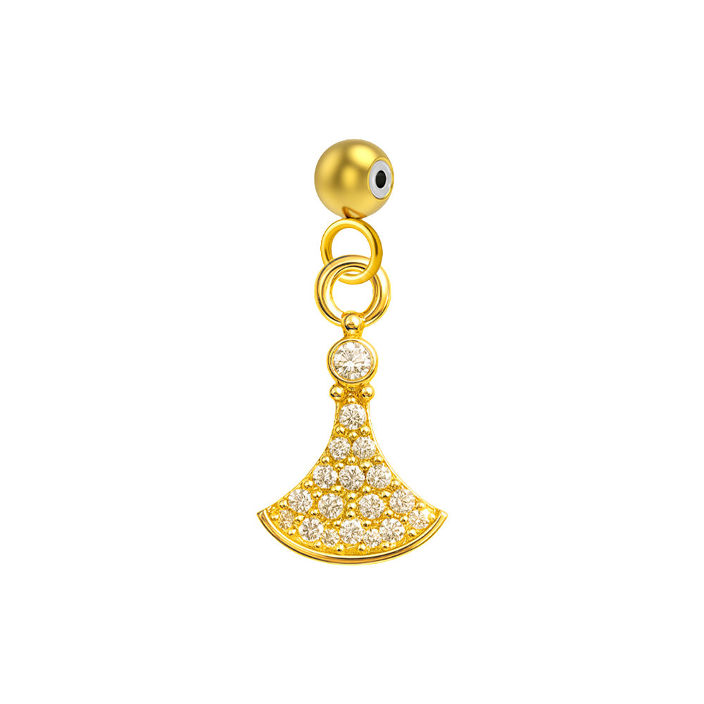 CHARM de Cobre Chapado Oro 14K con Circonita-con Bola de Goma