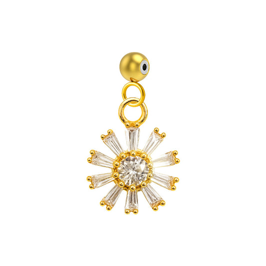 CHARM de Cobre Chapado Oro 14K con Circonita-con Bola de Goma