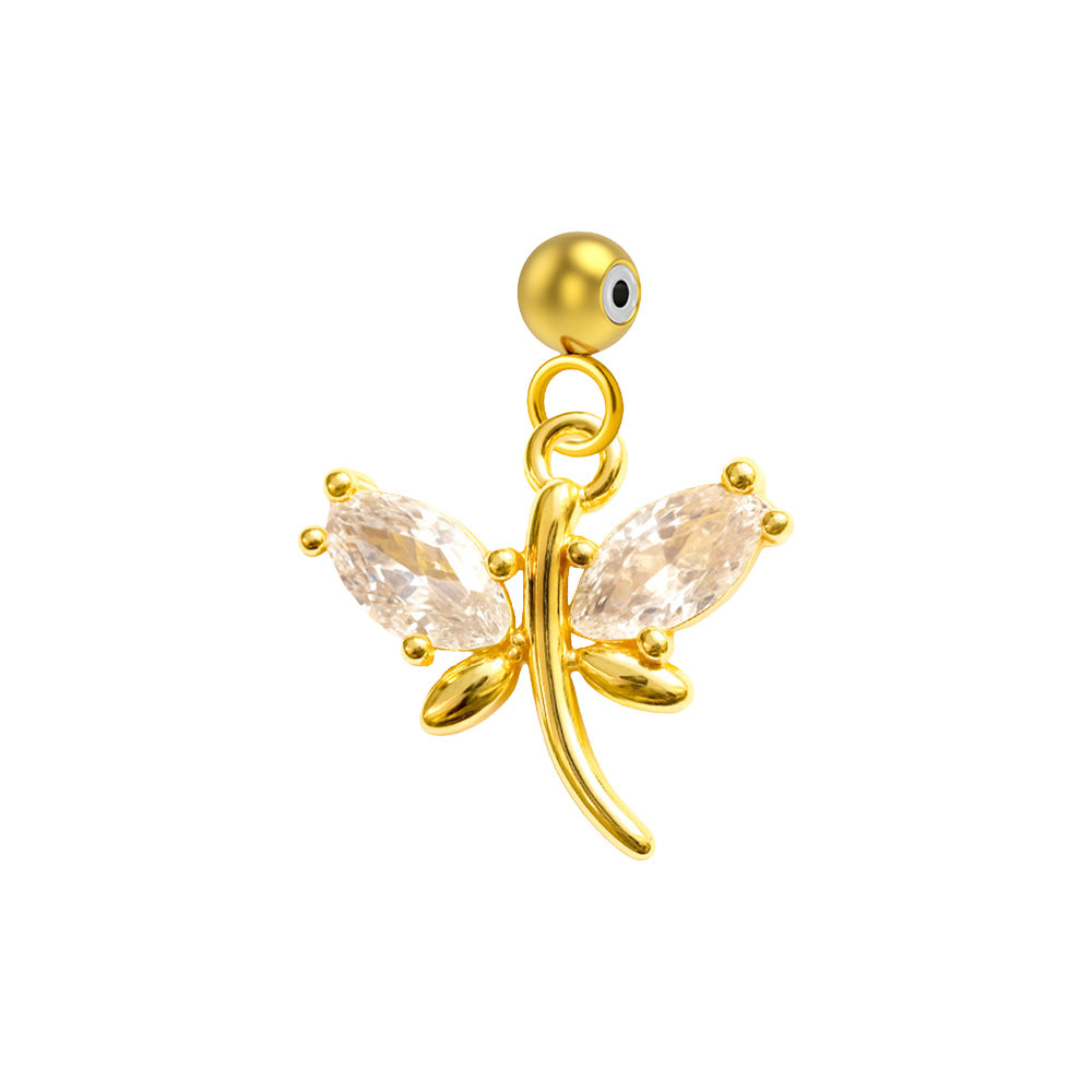 CHARM de Cobre Chapado Oro 14K con Circonita-con Bola de Goma