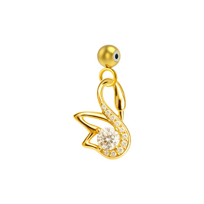 CHARM de Cobre Chapado Oro 14K con Circonita-con Bola de Goma