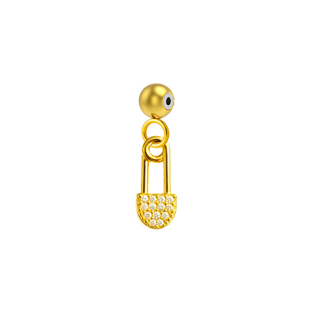 CHARM de Cobre Chapado Oro 14K con Circonita-con Bola de Goma