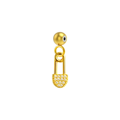 CHARM de Cobre Chapado Oro 14K con Circonita-con Bola de Goma