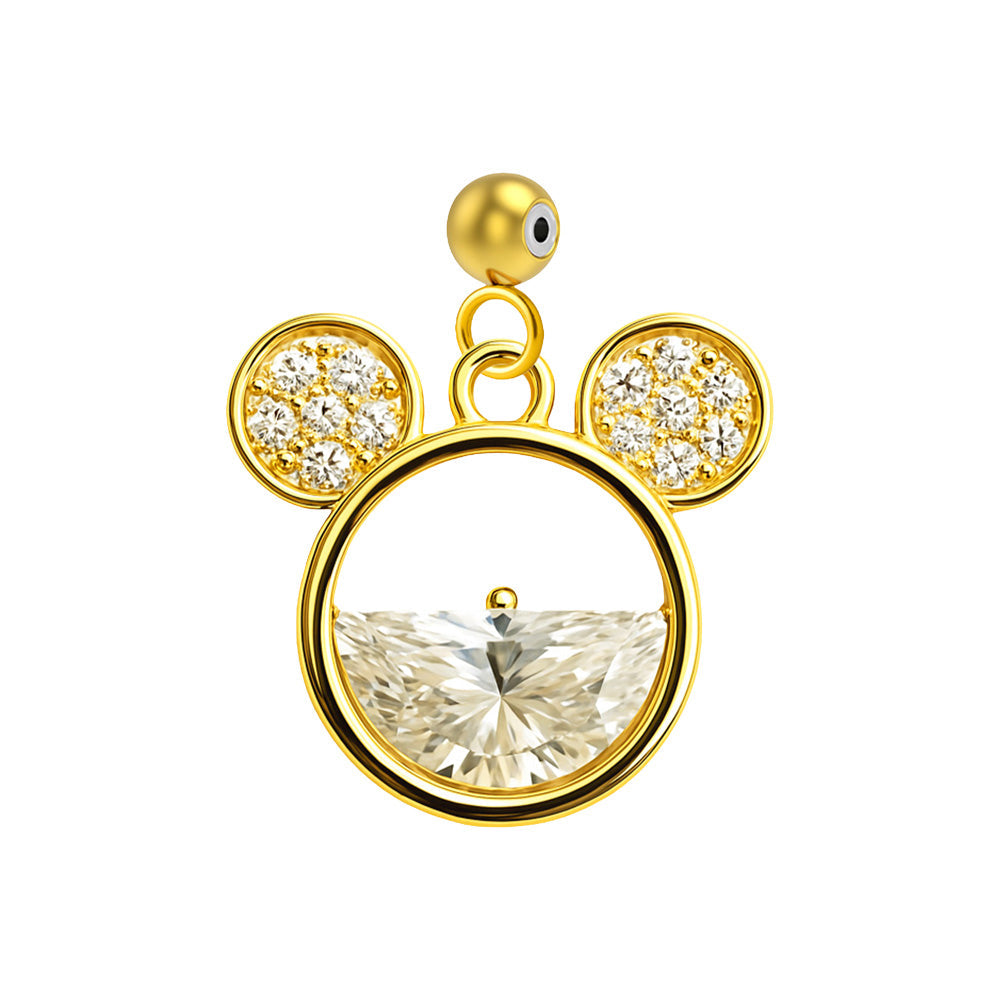 CHARM de Cobre Chapado Oro 14K con Circonita-con Bola de Goma