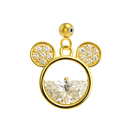 CHARM de Cobre Chapado Oro 14K con Circonita-con Bola de Goma