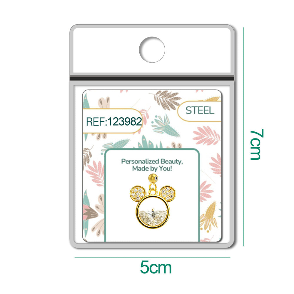 CHARM de Cobre Chapado Oro 14K con Circonita-con Bola de Goma