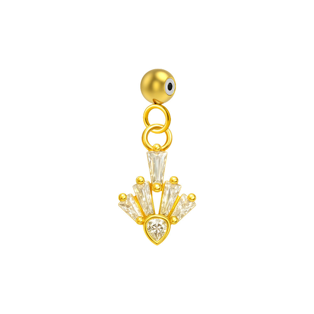 CHARM de Cobre Chapado Oro 14K con Circonita-con Bola de Goma
