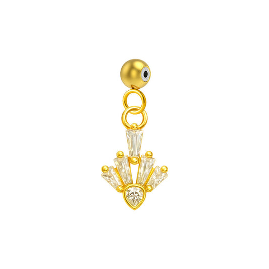 CHARM de Cobre Chapado Oro 14K con Circonita-con Bola de Goma
