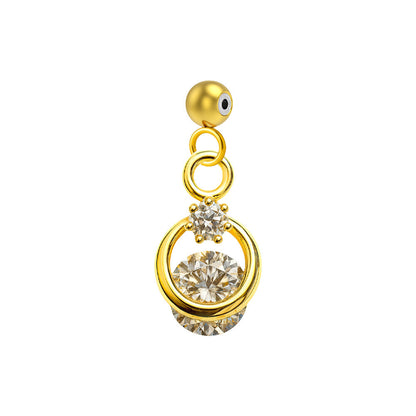 CHARM de Cobre Chapado Oro 14K con Circonita-con Bola de Goma