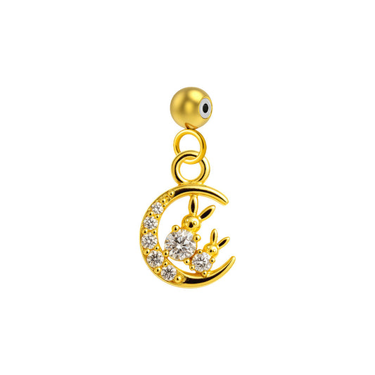 CHARM de Cobre Chapado Oro 14K con Circonita-con Bola de Goma