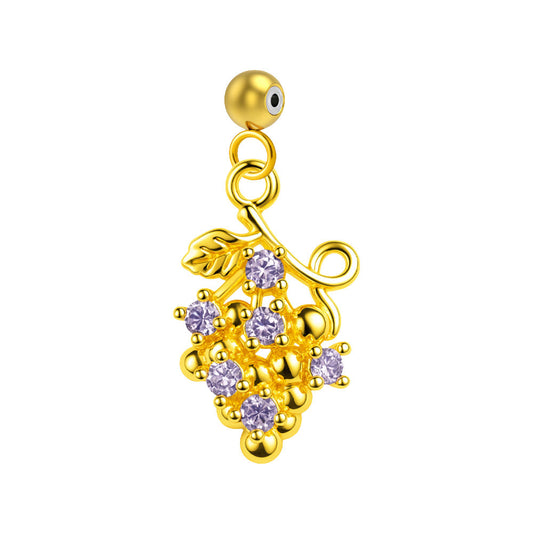 CHARM de Cobre Chapado Oro 14K con Circonita-con Bola de Goma