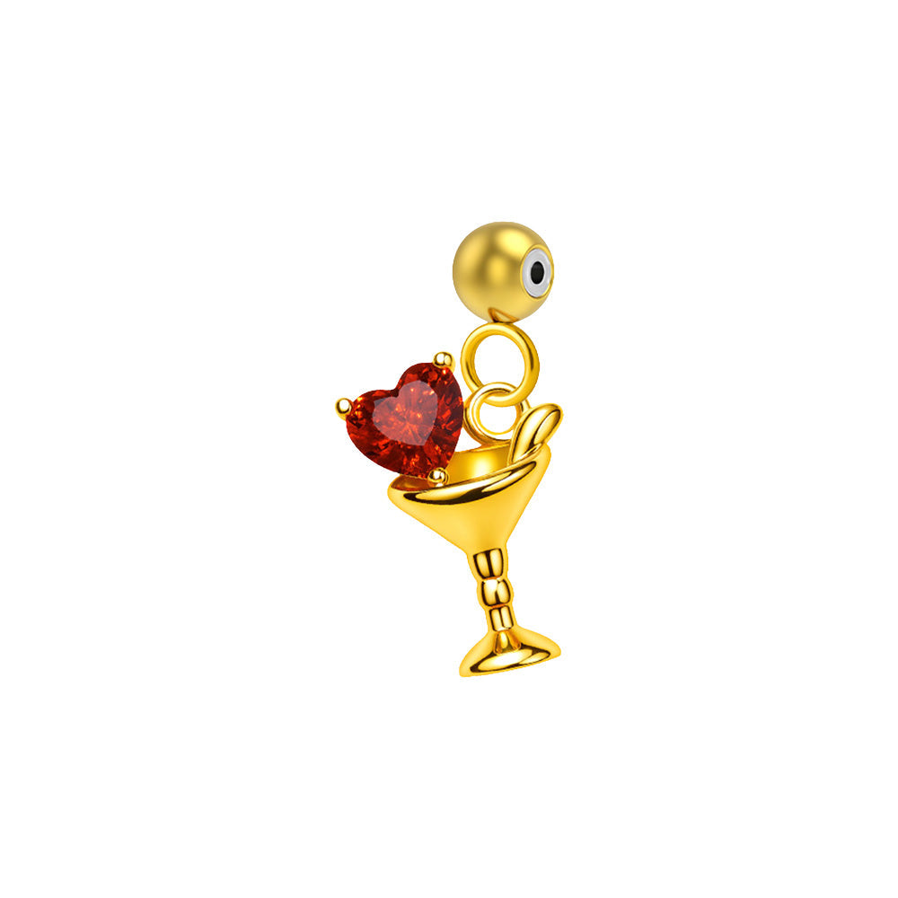 CHARM de Cobre Chapado Oro 14K con Circonita-con Bola de Goma - cotigo
