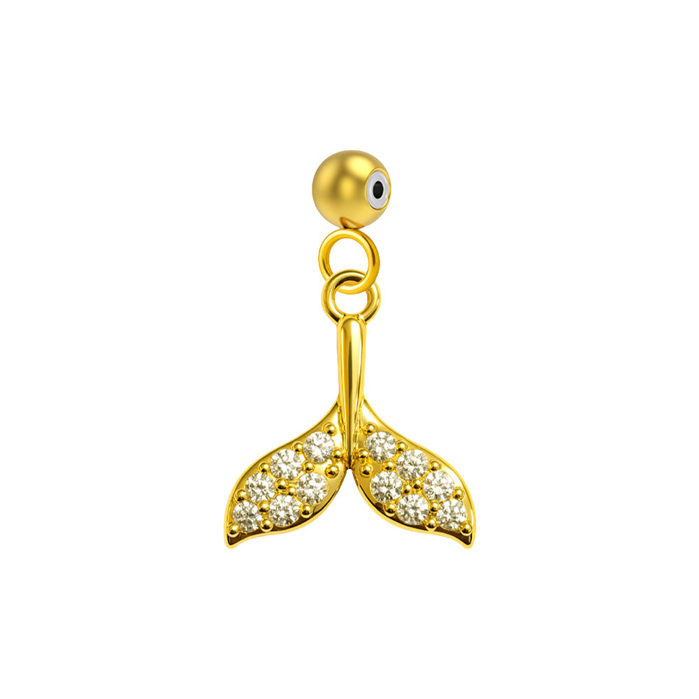 CHARM de Cobre Chapado Oro 14K con Circonita-con Bola de Goma