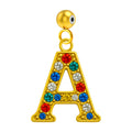 CHARM de Letra A Acero color Dorado con Circonita-con Bola de Goma - cotigo