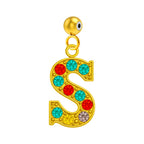 CHARM de Letra S Acero color Dorado con Circonita-con Bola de Goma - cotigo