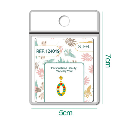 CHARM de Número 0 Acero color Dorado con Circonita-con Bola de Goma