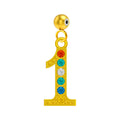 CHARM de Número 1 Acero color Dorado con Circonita-con Bola de Goma - cotigo