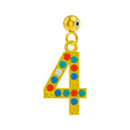 CHARM de Número 4 Acero color Dorado con Circonita-con Bola de Goma - cotigo