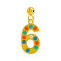CHARM de Número 6 Acero color Dorado con Circonita-con Bola de Goma - cotigo