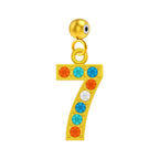 CHARM de Número 7 Acero color Dorado con Circonita-con Bola de Goma - cotigo