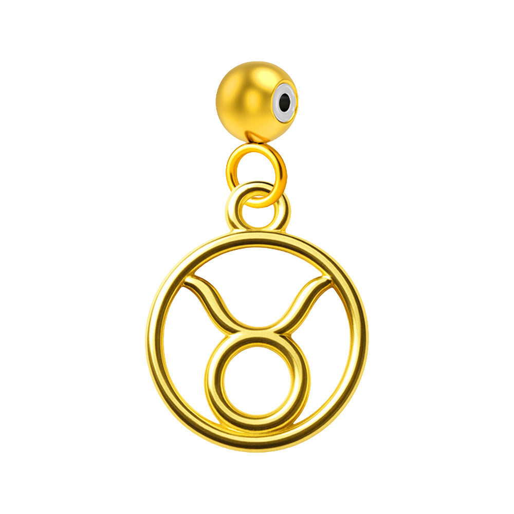 CHARM de Zodíaco Touro Acero color Dorado-con Bola de Goma