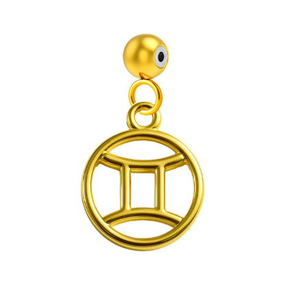 CHARM de Zodíaco Gémeos Acero color Dorado-con Bola de Goma