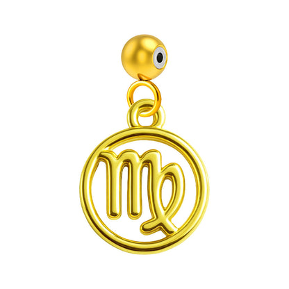CHARM de Zodíaco Virgem Acero color Dorado-con Bola de Goma