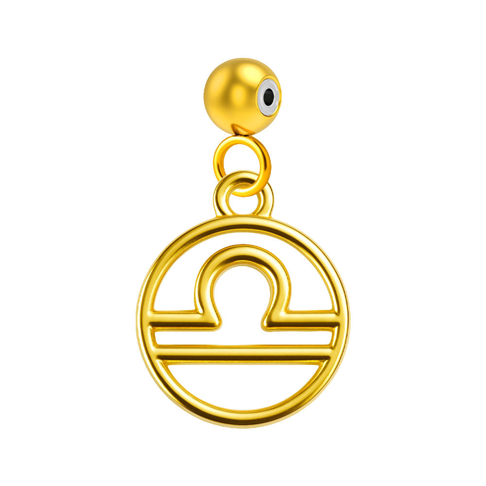 CHARM de Zodíaco Balança Acero color Dorado-con Bola de Goma