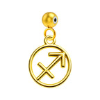 CHARM de Zodíaco Sagitário Acero color Dorado-con Bola de Goma - cotigo