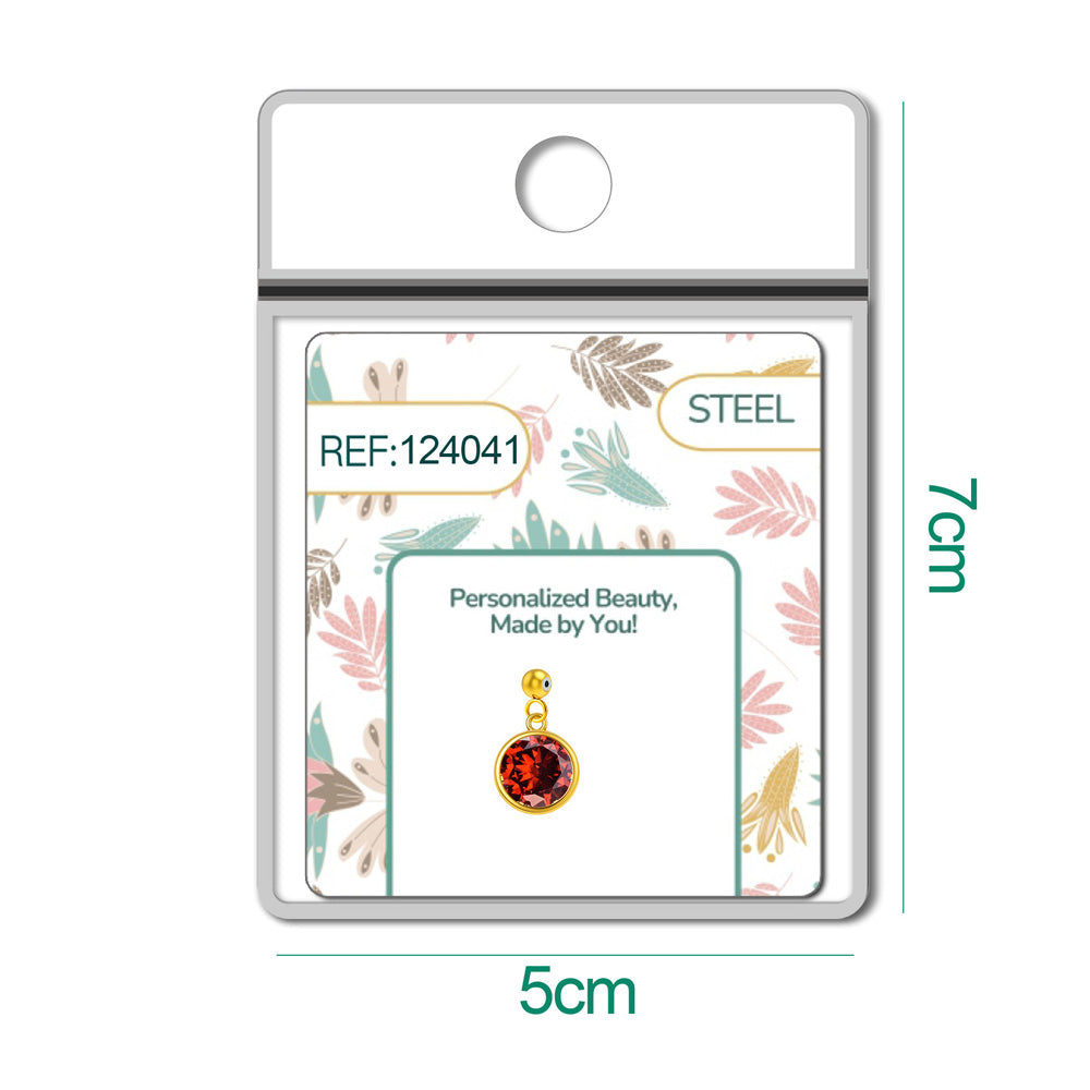 Charm colgante dorado con piedra de nacimiento facetada de Enero y bola de acero con goma