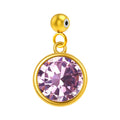 CHARM Acero Dorado con piedra Nacimiento de FEBRERO-con Bola de Goma - cotigo