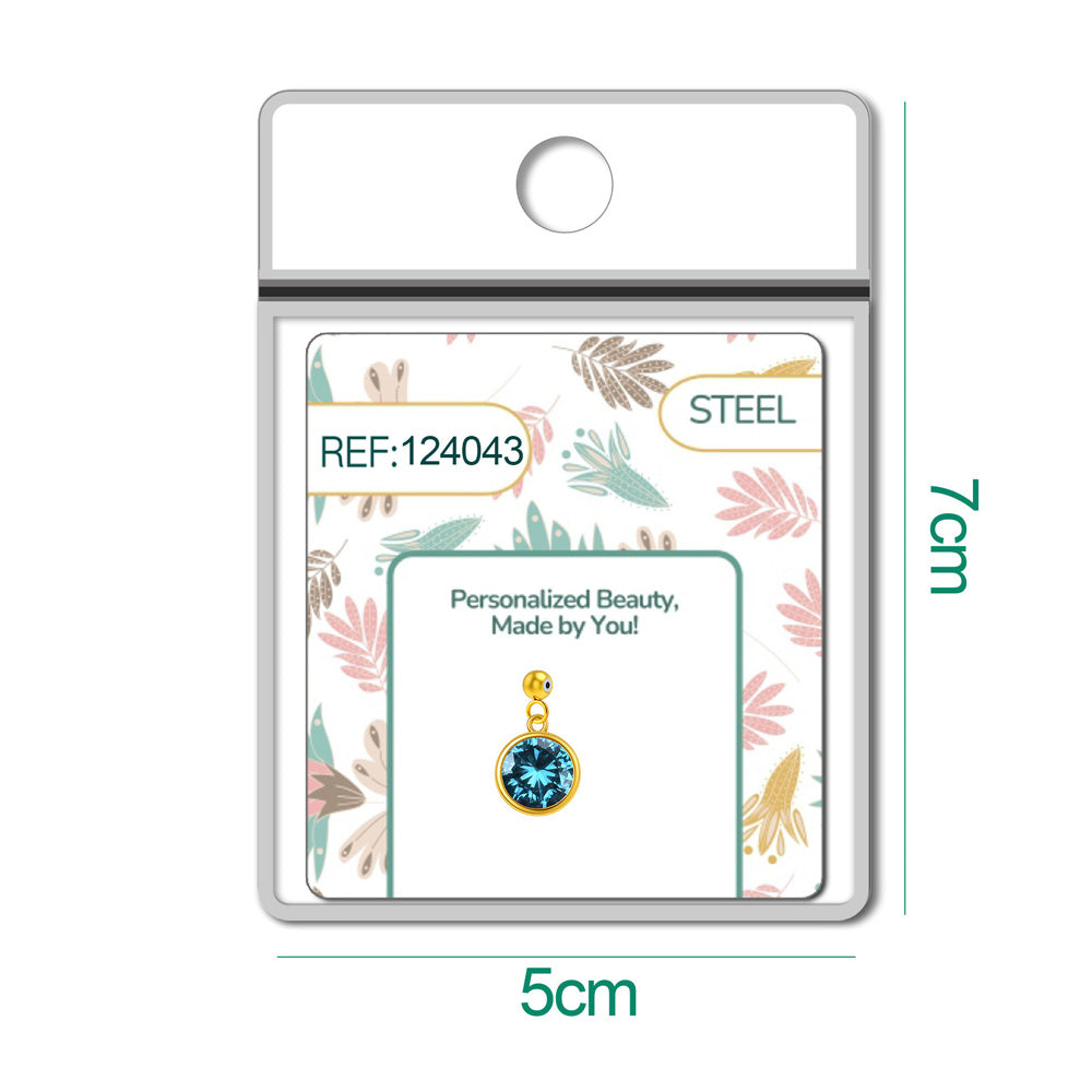 Charm colgante dorado con piedra de nacimiento facetada de Marzo y bola de acero con goma