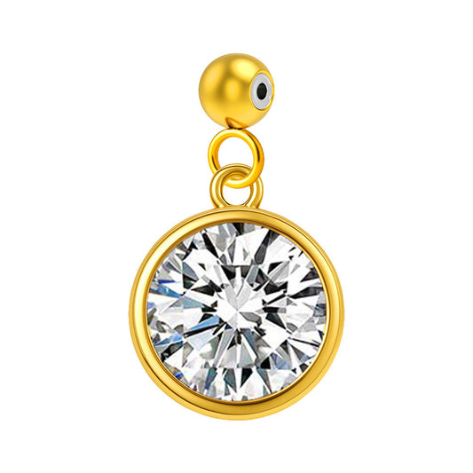 CHARM Acero Dorado con piedra Nacimiento de ABRIL-con Bola de Goma