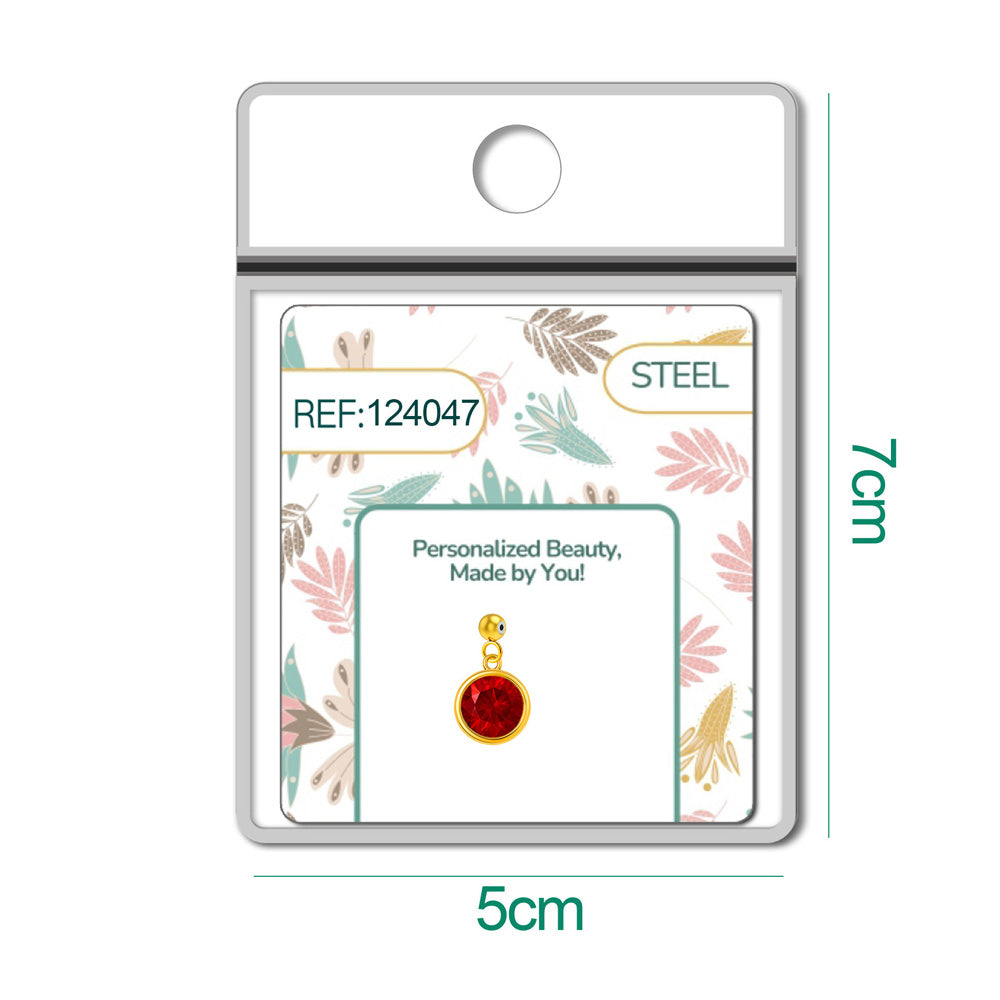 Charm colgante dorado con piedra de nacimiento facetada de Julio y bola de acero con goma