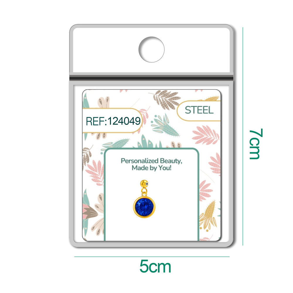 Charm colgante dorado con piedra de nacimiento facetada de Septiembre y bola de acero con goma