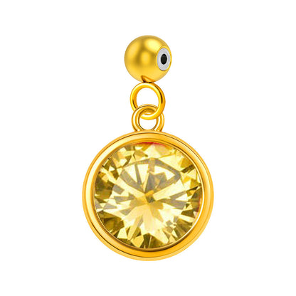 CHARM Acero Dorado con piedra Nacimiento de NOVIEMBRE-con Bola de Goma