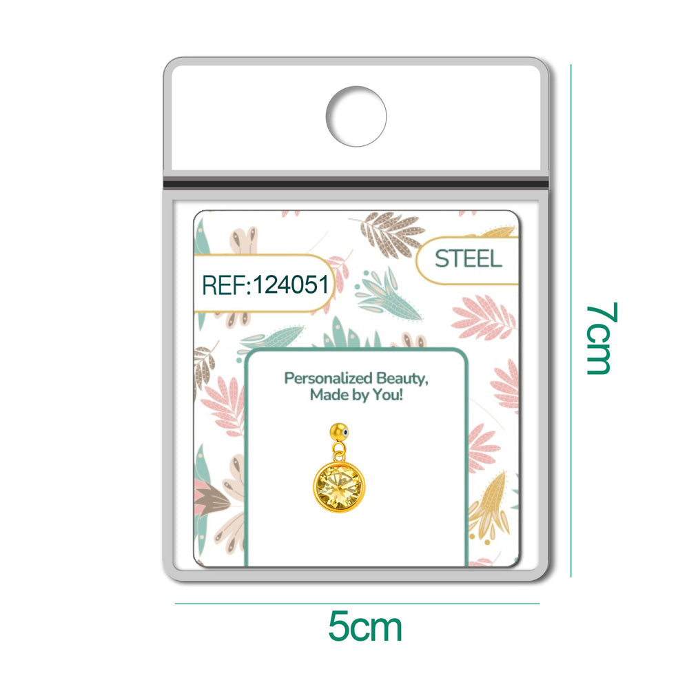 Charm colgante dorado con piedra de nacimiento facetada de Noviembre y bola de acero con goma