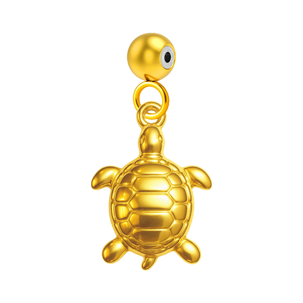 Charm colgante de tortuga dorada con bola de acero con goma