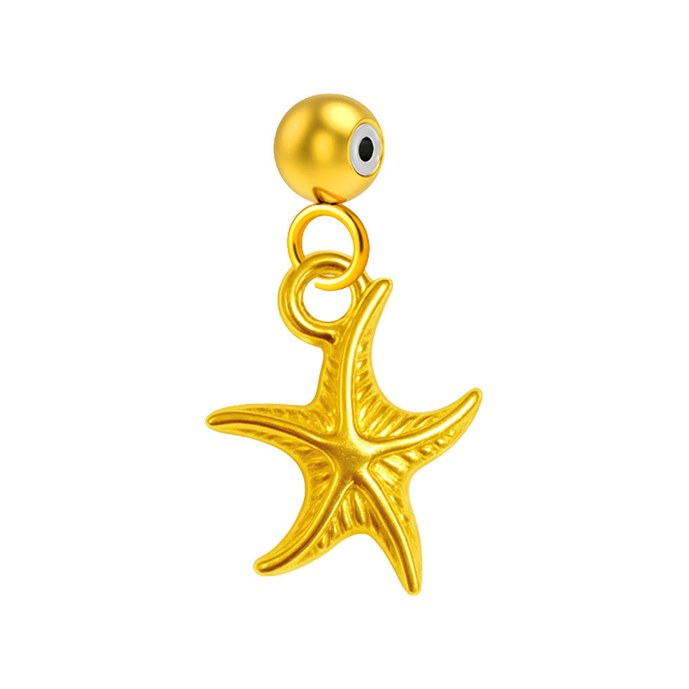 CHARM Acero Dorado Chapado Oro 14 K-con Bola de Goma