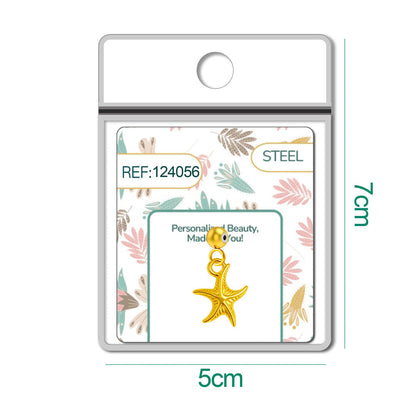 CHARM Acero Dorado Chapado Oro 14 K-con Bola de Goma