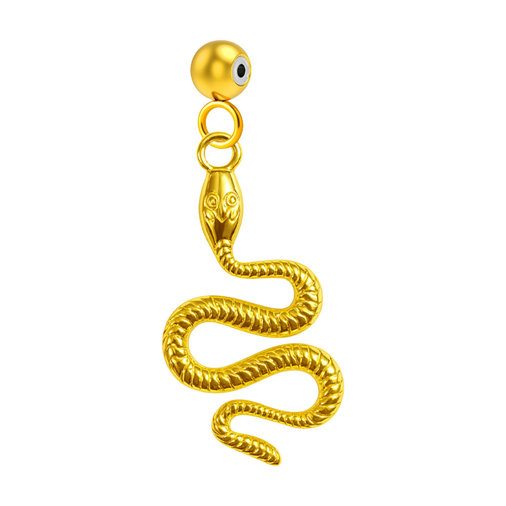 Charm colgante de serpiente dorada con bola de acero con goma