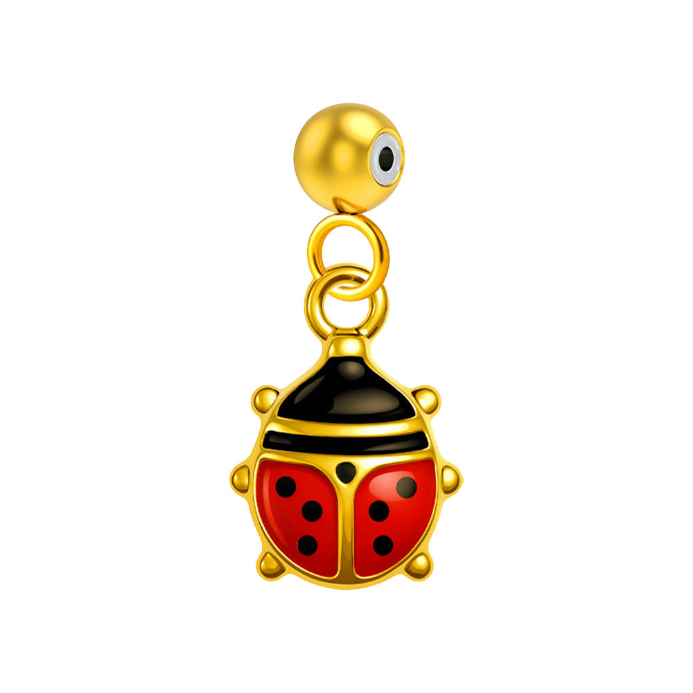 CHARM Acero Dorado Chapado Oro 14 K-con Bola de Goma