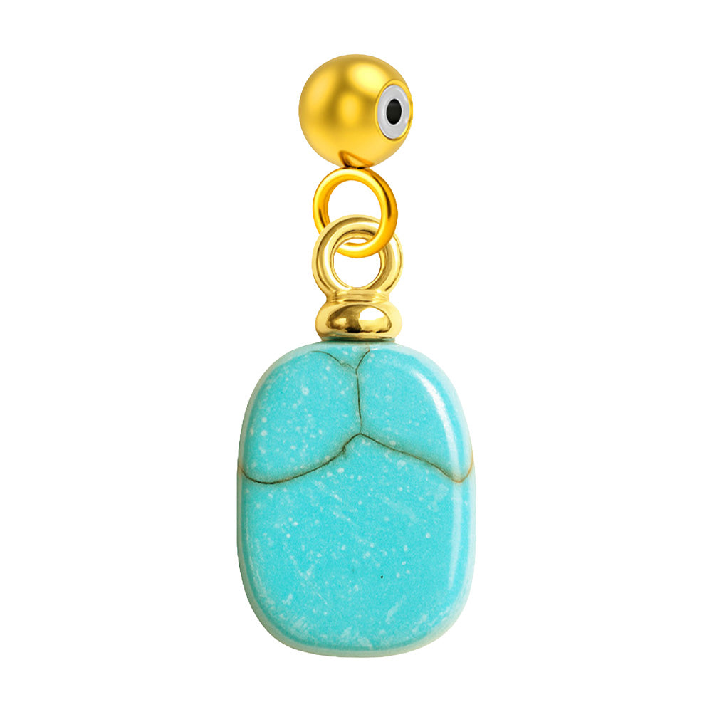 Charm colgante de escarabajo turquesa con bola de acero con goma