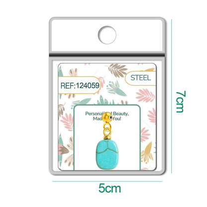 CHARM Acero Dorado Chapado Oro 14 K-con Bola de Goma