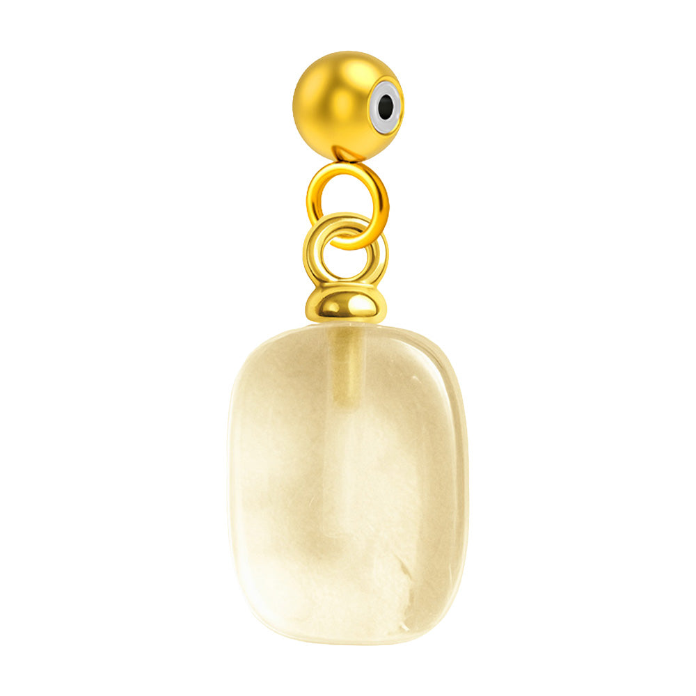 Charm colgante de piedra blanca rectangular con bola de acero con goma